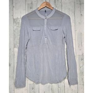 Karen Millen Icy Blue Sheer Shoulder Top Sz. 6